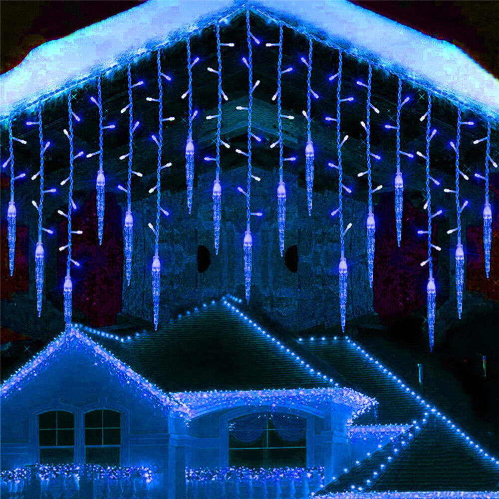 LED Icicle Falling Rain Curtain Fairy String Lights Outdoor Christmas Xmas Party