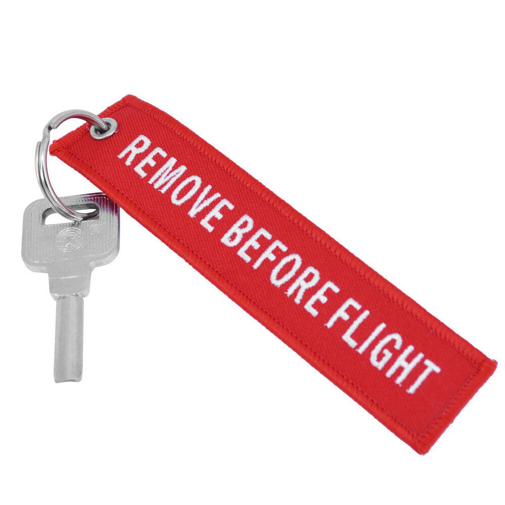 5 PCS Embroidered REMOVE BEFORE FLIGHT Keychain Lanyard Luggage Tag Keyring