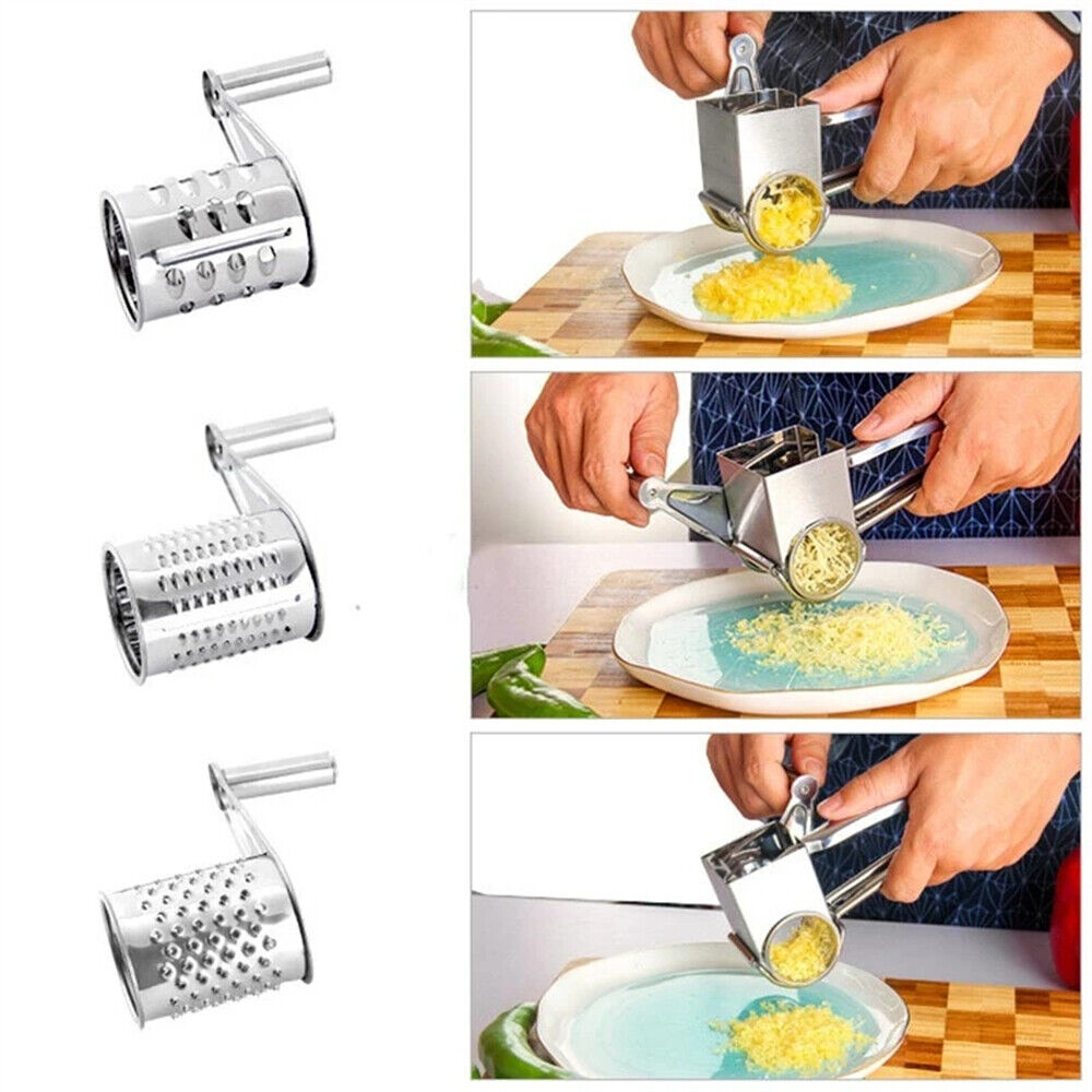 4 Set Multifunction Rotary Cheese Grater Hand Held Cut Slicer Stainless Steel