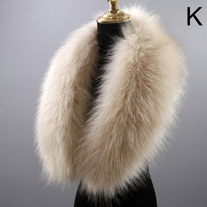 Women Winter Warm Fluffy Collar Scarf Faux Fox Fur Shawl Neck Warmer Wraps Stole