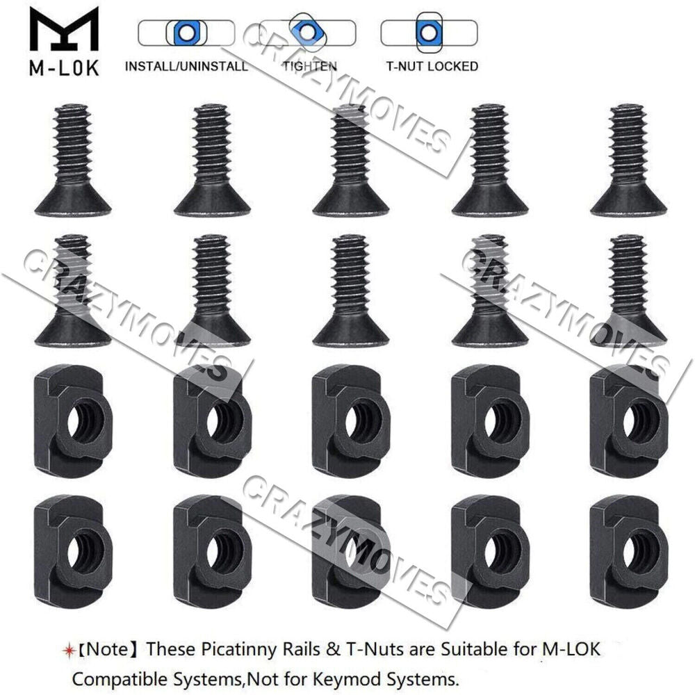 1 Set Rail Section M-Lok Weaver Picatinny Rail Adapter Extend Rail 13 Slot