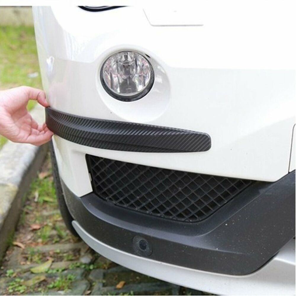 4PCS Car Carbon Fiber Anti-rub Unique Black Strip Bumper Corner Protector Guard