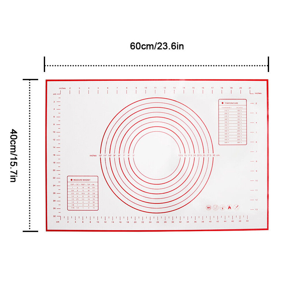 2x Reusable X Large Non-Stick Silicone Baking Mat Sheet Rolling Pastry Dough 60x40