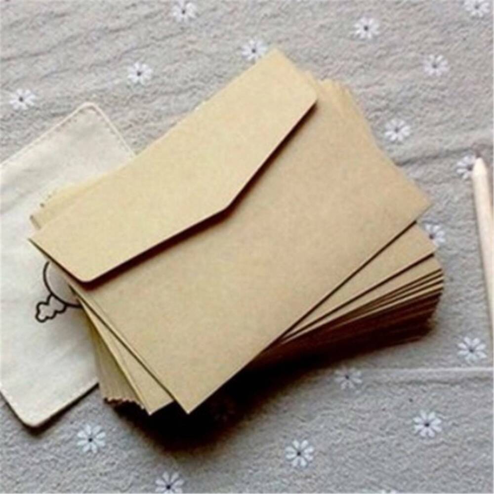 100PCS Mini Envelopes Small White Kraft Brown 82mm x 115mm Wedding RSVP Cards