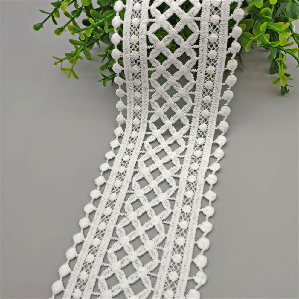 1 Yard Black White Hollow Floral Embroidered Lace Trim Ribbon DIY Apparel Sewing