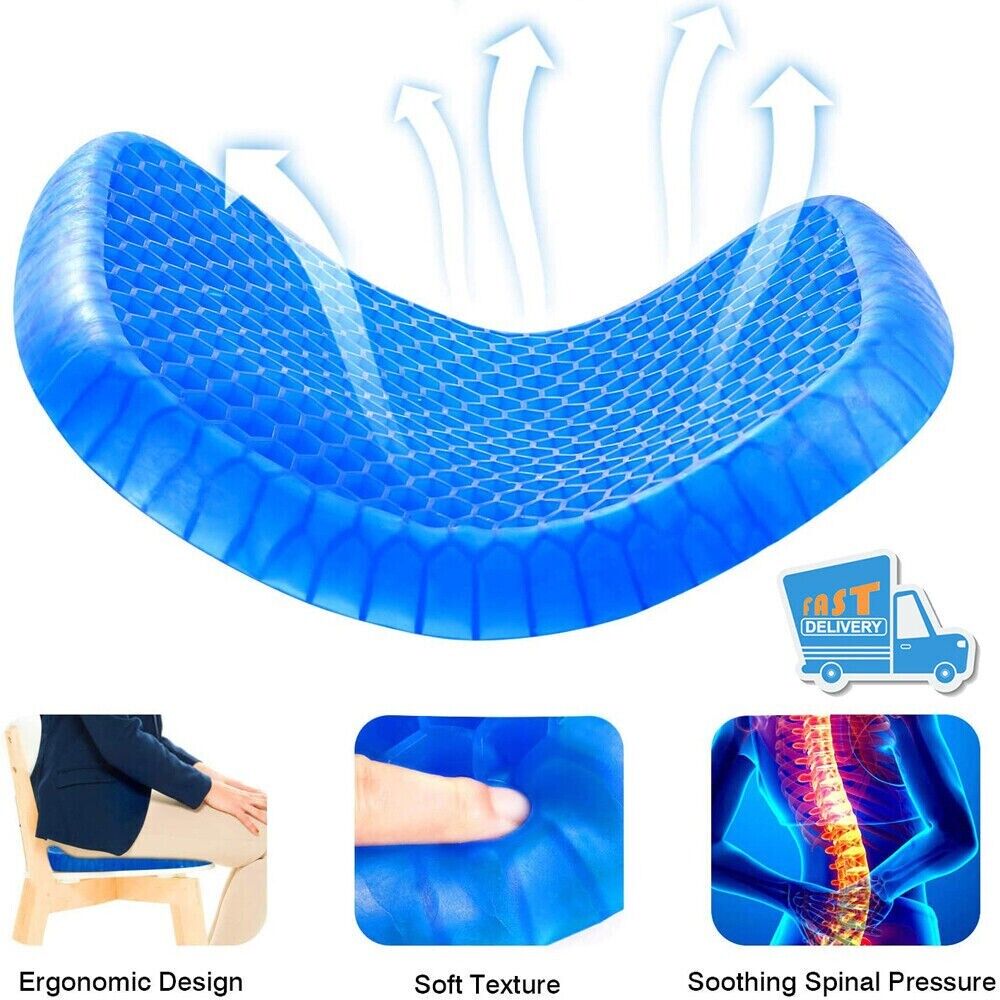 Honeycomb Breathable Gel Seat Cushion Mat for Pressure Relief Back Tailbone Pain