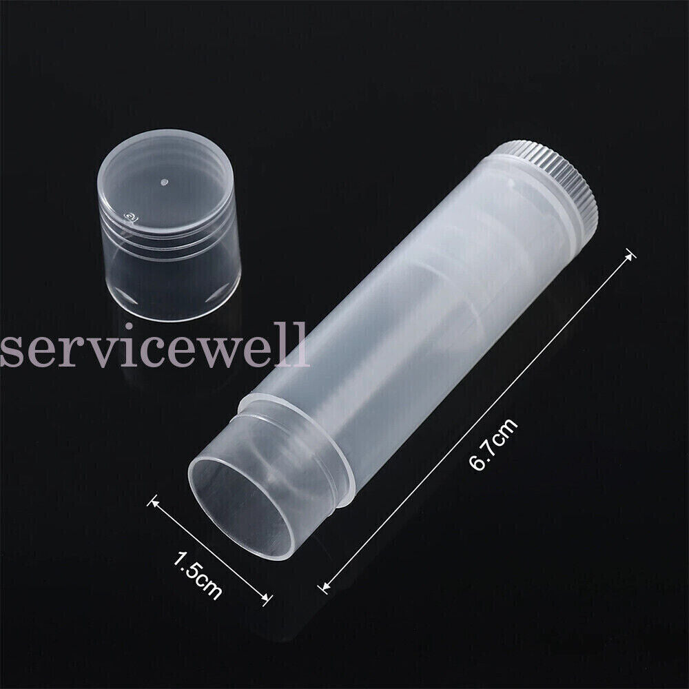 50x Clear Lip Balm Tubes Caps 5g Transparent Empty Lipstick Container