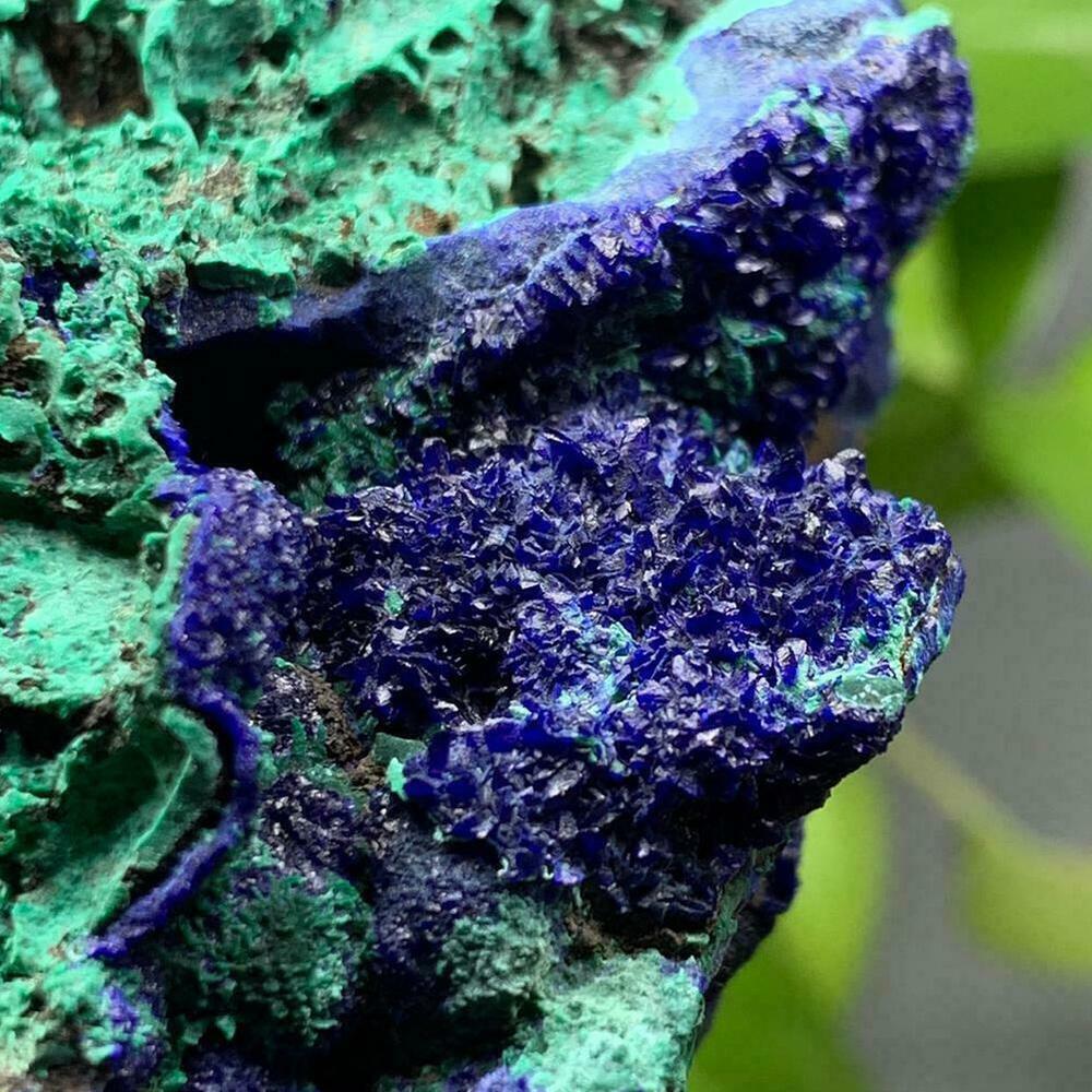 Natural Azurite Malachite Geode Crystal Mineral Specimen Stone Healing New Y6D8