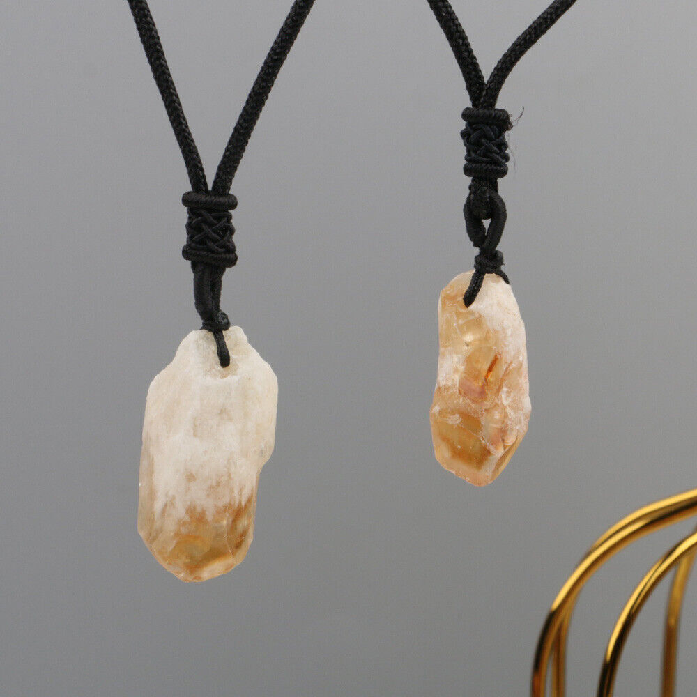 Natural Citrine Crystal Pendant Necklace Gem Stone Quartz Reiki Healing