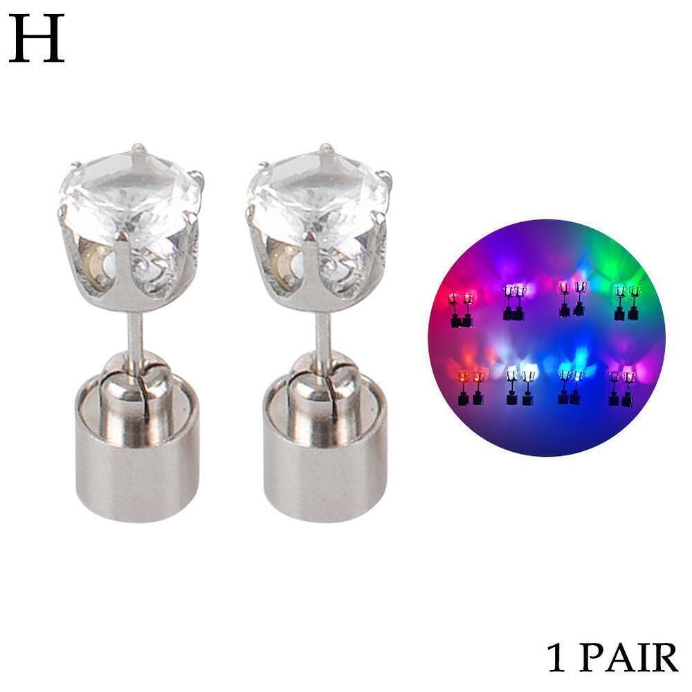 LED Earrings Glowing Light UpDiamond Crown Ear Drop Stud Pendant For Party U8R0