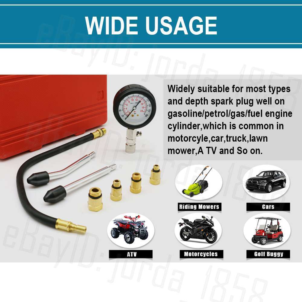 Petrol Engine Compression Tester Kit Tool Set For Automotives Motorcycle 300 PSI