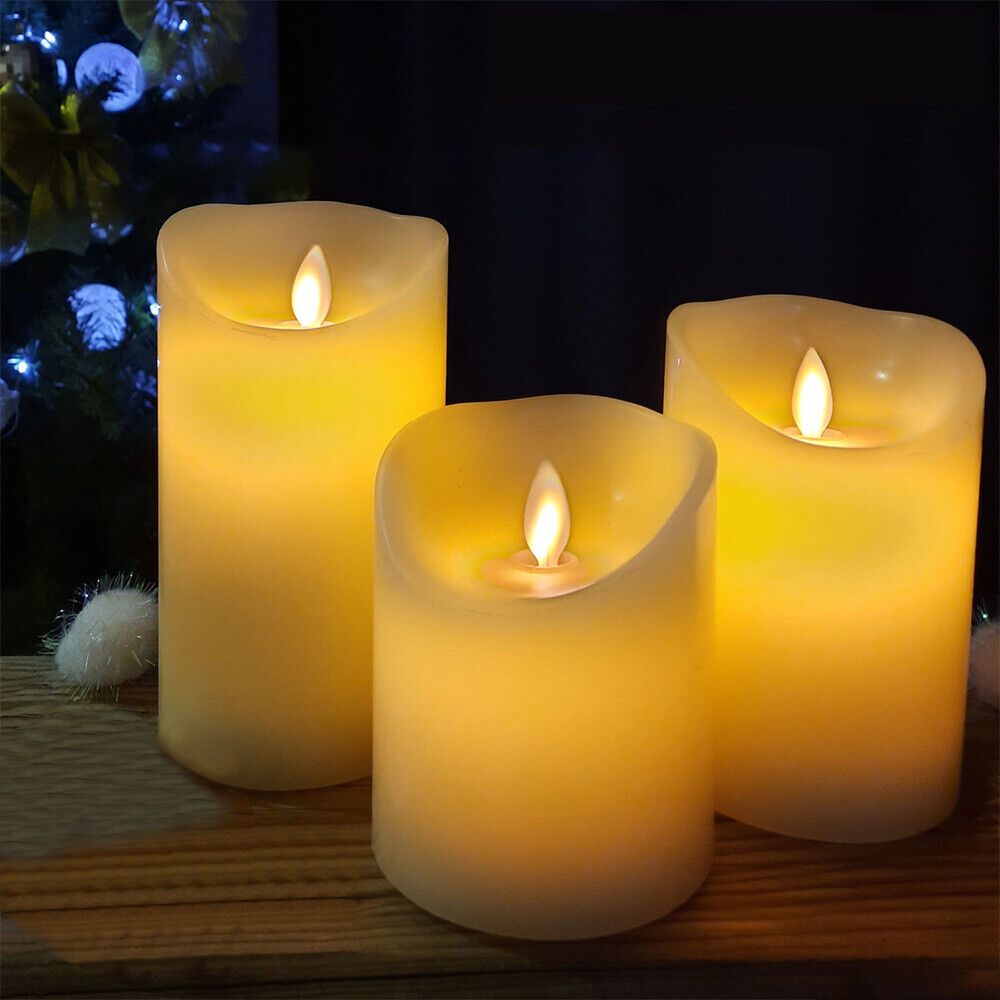 3x LED Battery Operated Tea Light Candles Wedding Party Realistic Candless Decor