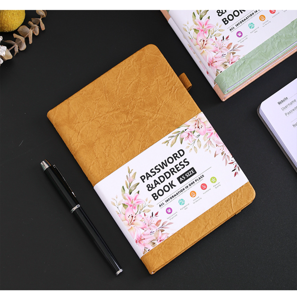 B6 Password Book with Tabs Address and Password Organizer Notebook Leather