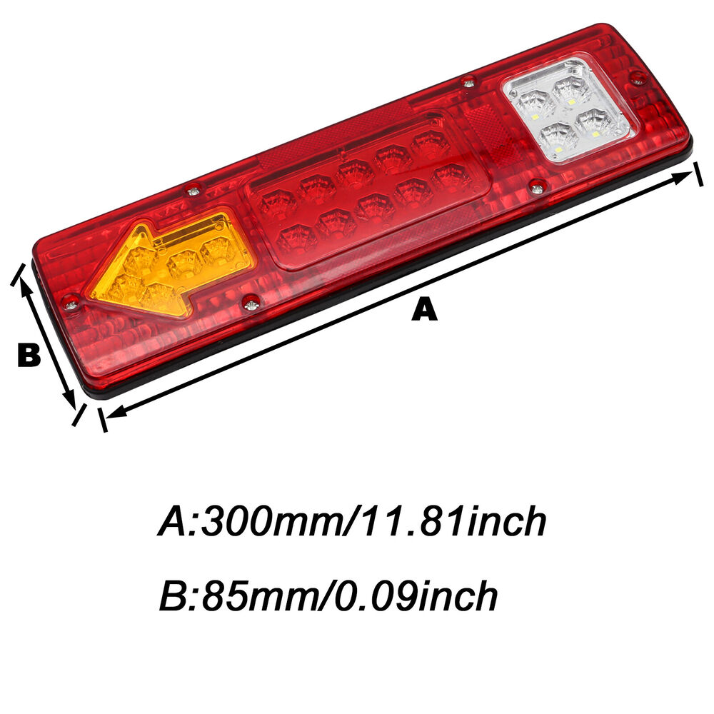 2x Universal 12V 4WD 19Led Caravan Truck Rear Tail Lights Indicator Lamp 30X8.5CM