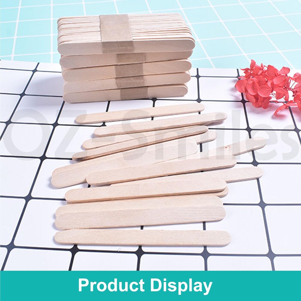 100 x Wooden Craft Stick Paddle Pop Sticks Coffee Tea Ice Cream 11.5 X 1cm