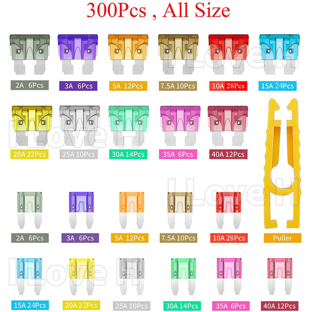 300PCS Car Blade Fuses Assortment Assorted Kit Blade Set Auto Truck Automotive