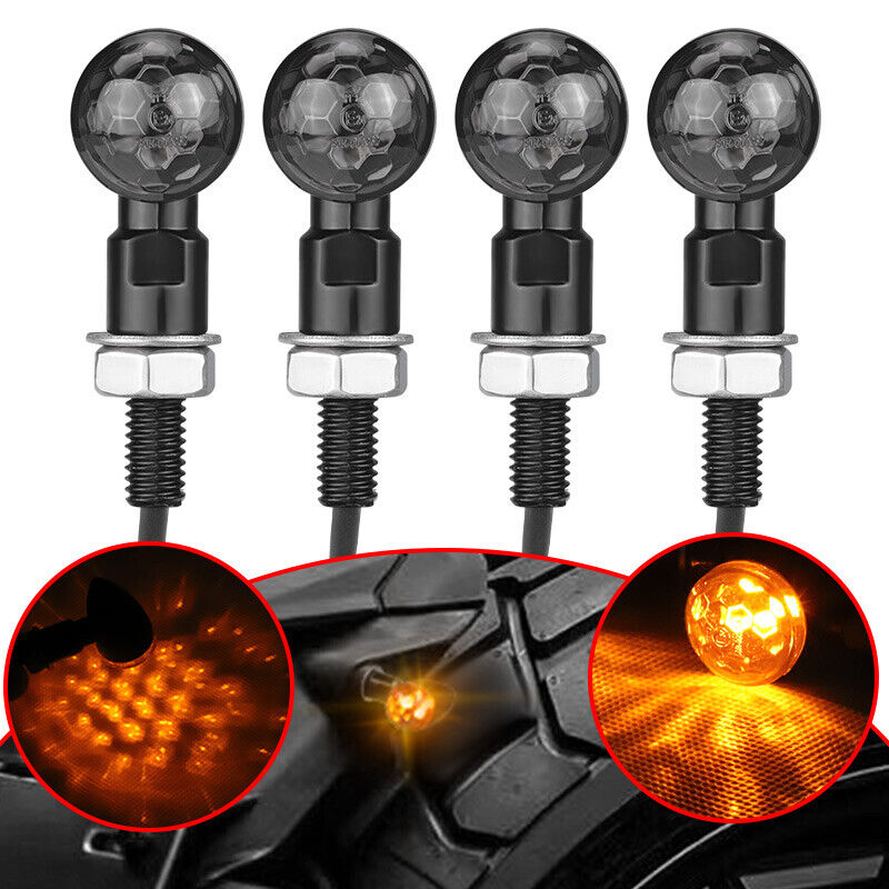 4X Mini Motorcycle Bullet Indicators LED Turn Signal Light For Bobber Cafe Racer