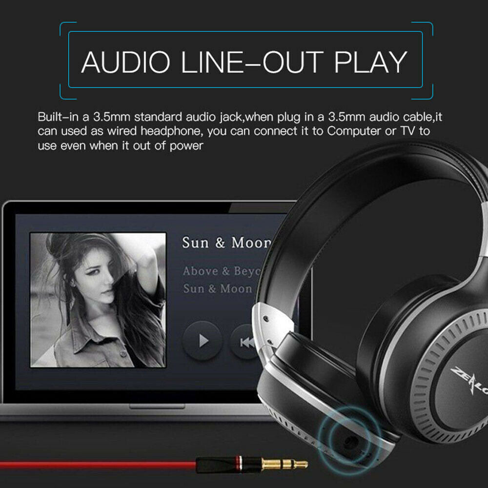 Wireless Headphones Bluetooth Noise Cancelling Stereo Earphones Over Ear Headset