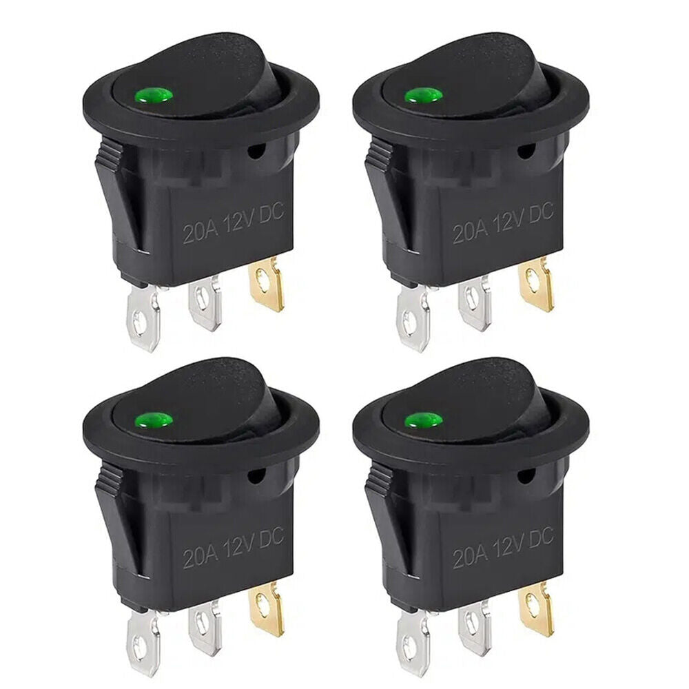 4Pcs Rocker Button with LED Light Useful DC 12V 20A Toggle Buttons for Boat Car