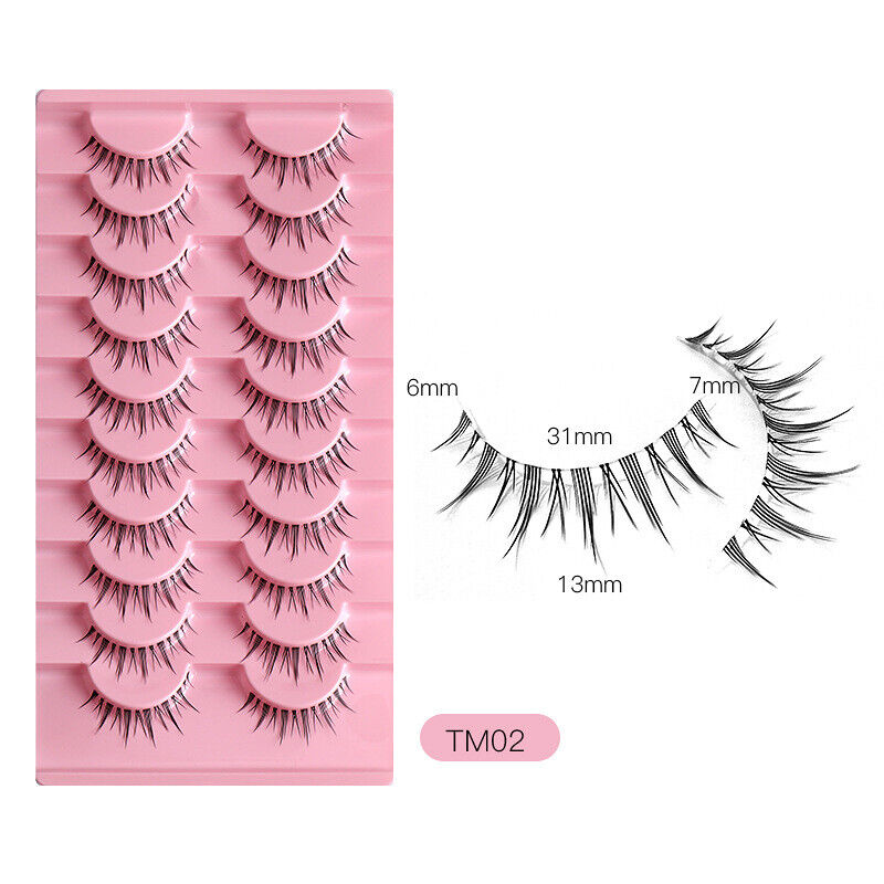 10 Pairs Faux Mink Fake Eyelashes Natural Short Cross Wispy Makeup False Lashes