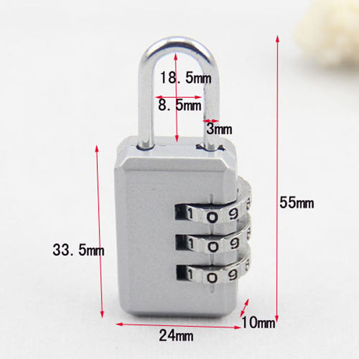 Travel Luggage Locks Combination 3 Dial Code PadLock Suitcase Security