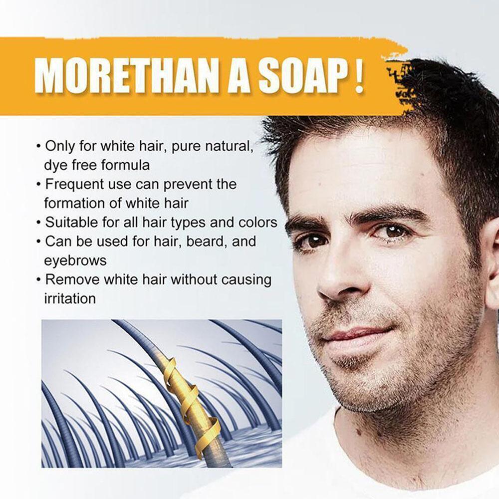 Men's Grey Coverage Bar Shampoo Hair Darkening Black Soap for Grey Hair-Cover