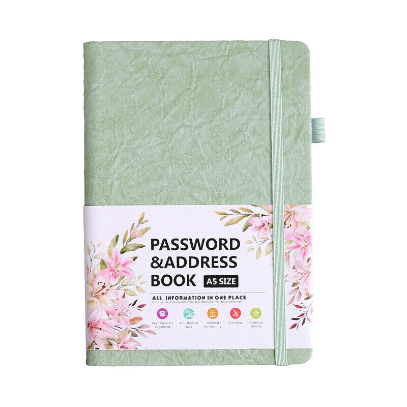 B6 Password Book with Tabs Address and Password Organizer Notebook Leather