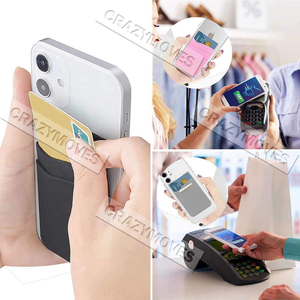 Silicone Mobile Phone Back 2 Layers Card Holder Wallet Stick On Adhesive