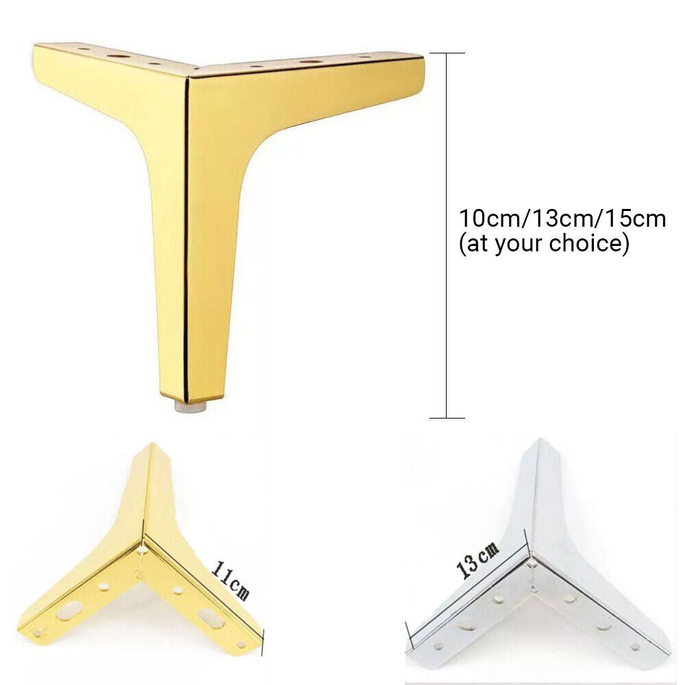 4X Metal Furniture Legs Modern Triangle Replacement Feet For Bed Sofa Cabinet