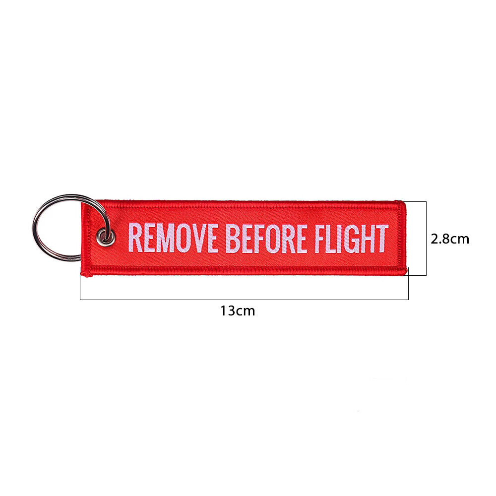 5 PCS Embroidered REMOVE BEFORE FLIGHT Keychain Lanyard Luggage Tag Keyring