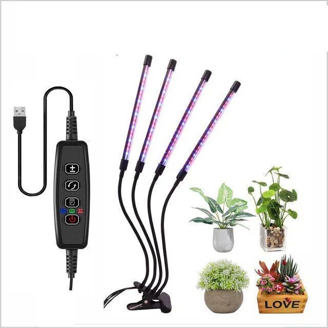 LED USB Plant Grow Light Indoor Growing Lamp Full Spectrum Dimmable 1/2/3/4 Head