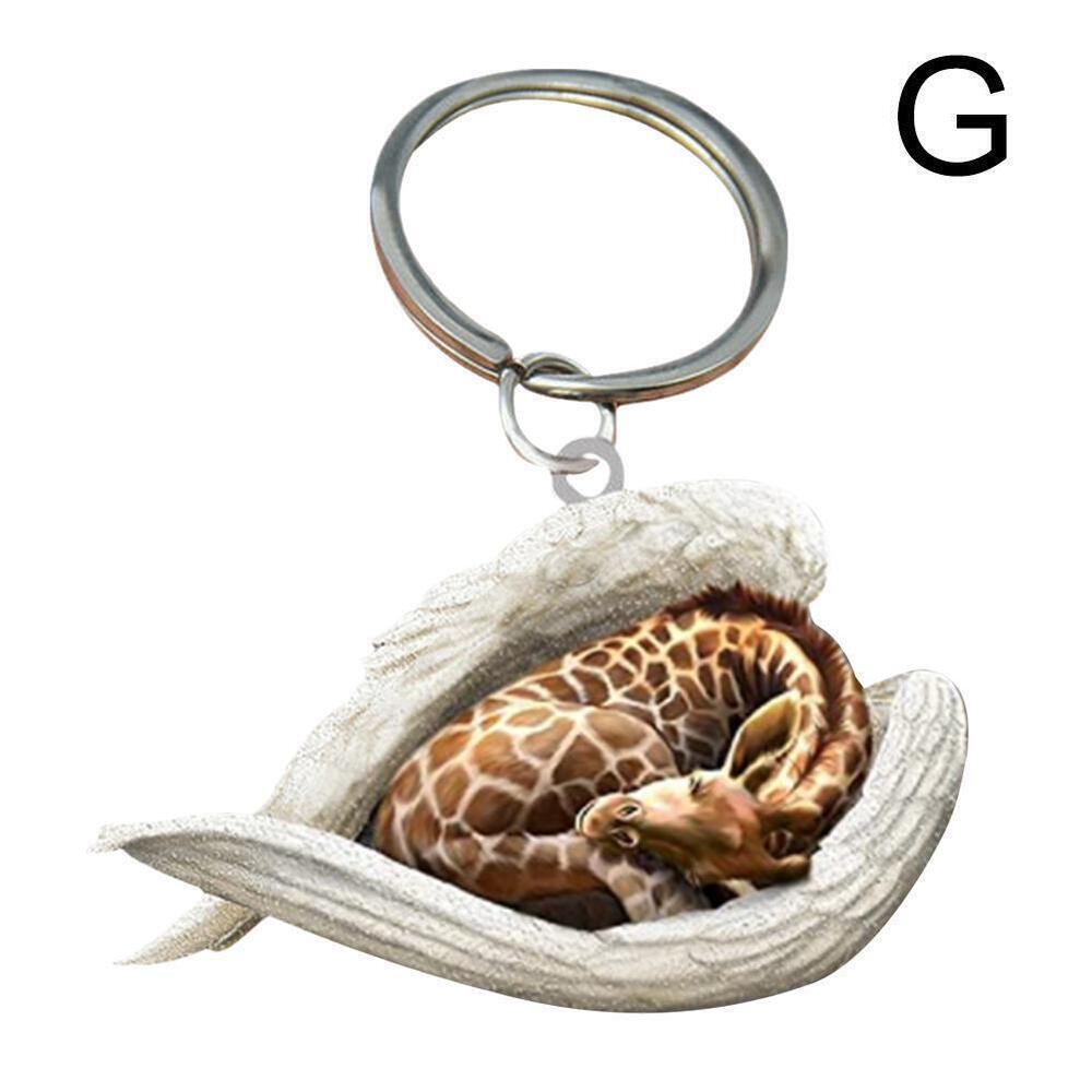 Hanging Ornament Keychain Cute Sleeping Angel Animal Pendant Wing Car Gift