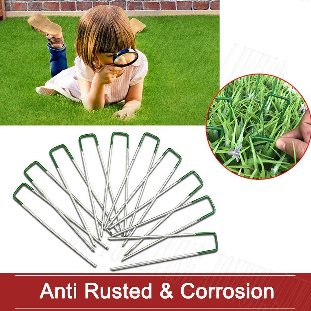 Primeturf Synthetic Artificial Grass Pins Fake Lawn Turf Weed Mat U Pegs Weedmat