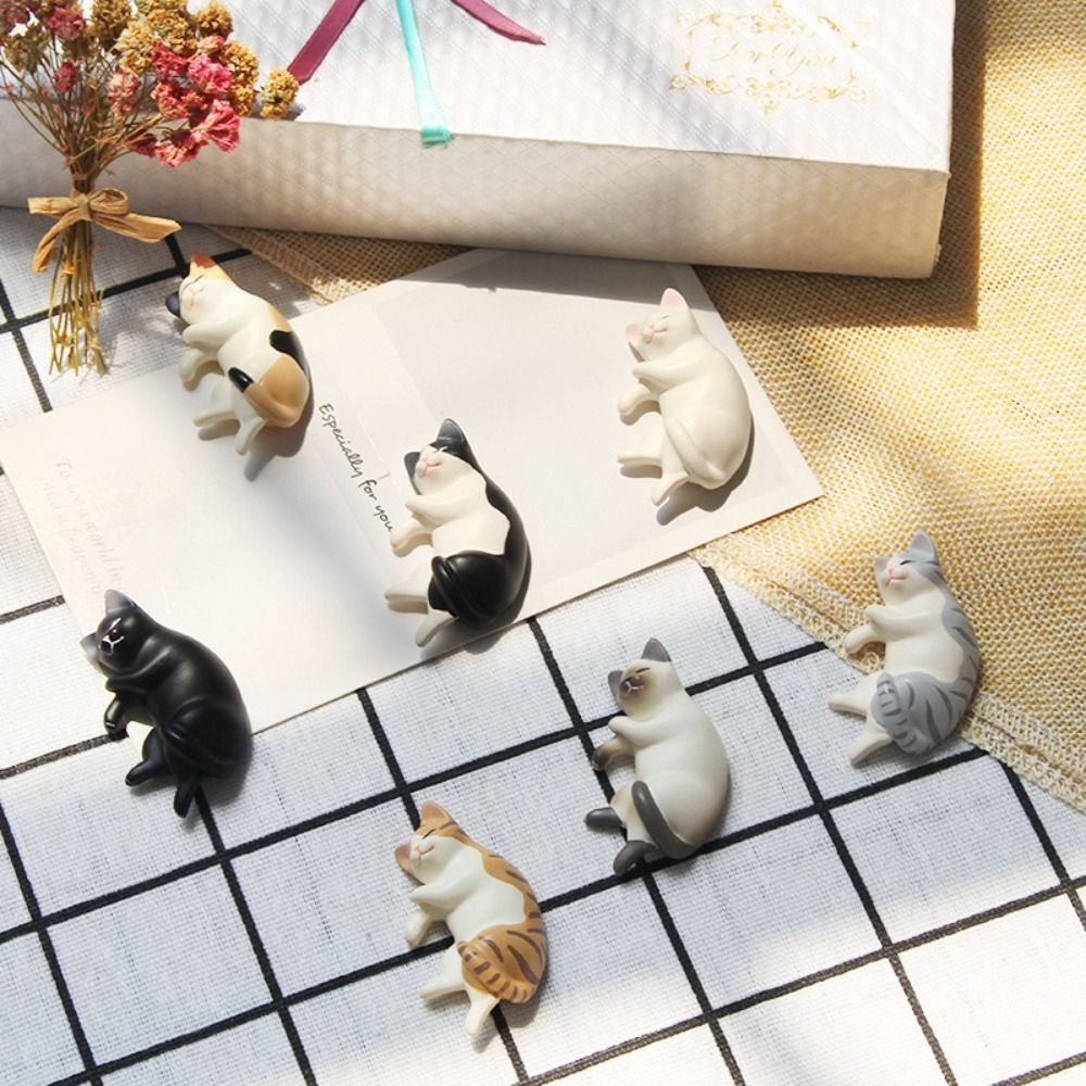 Simulation Sleep Cat Fridge Magnets Cute Lazy Cat Miniatures 6 Styles Car