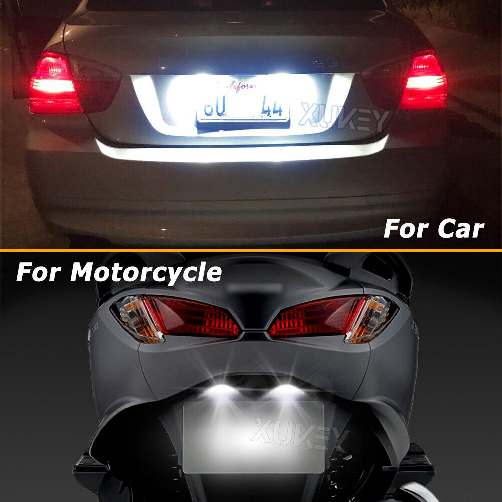 2x Universal LED Motorcycle Number Plate Light Car Motorbike Quad Bike Tail Light