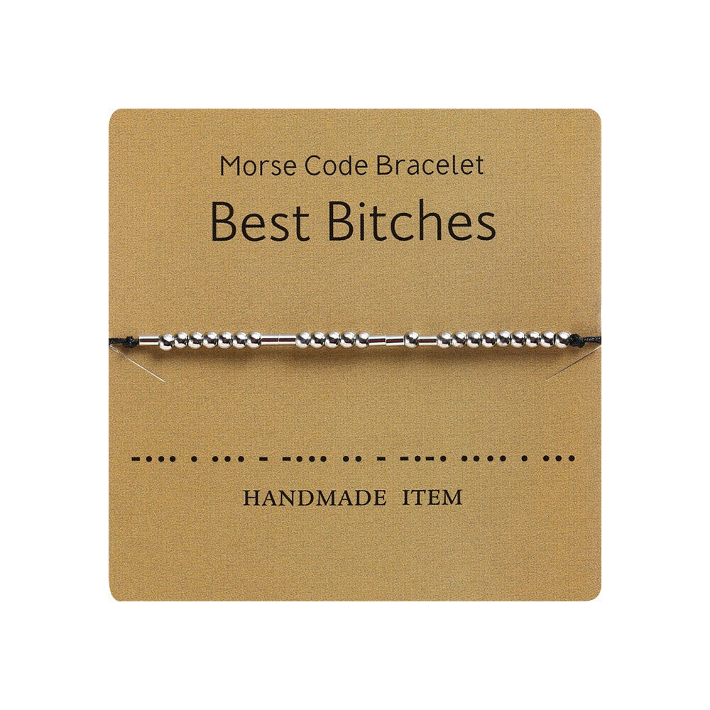 Morse Code Secret Hidden Message Best Bitches Friendship Couple Bracelet Gift