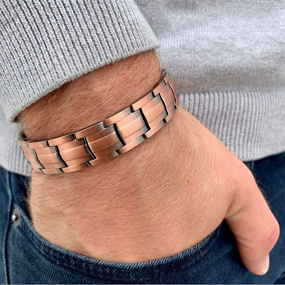 Men Antique copper Double Strong Magnetic Bracelet Elegant Gift Birthday Xmas