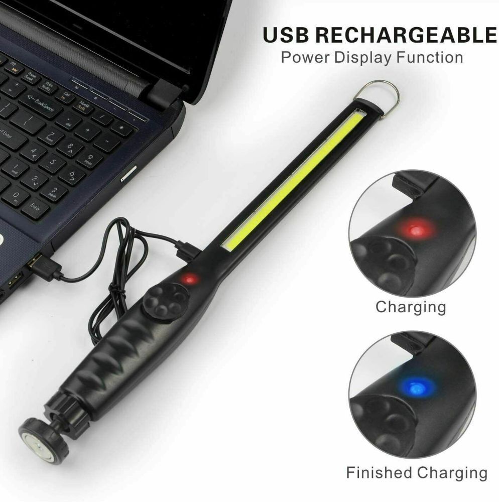 LED COB USB Rechargeable Work Light Magnetic Hand Torch Flexible Inspection Lamp