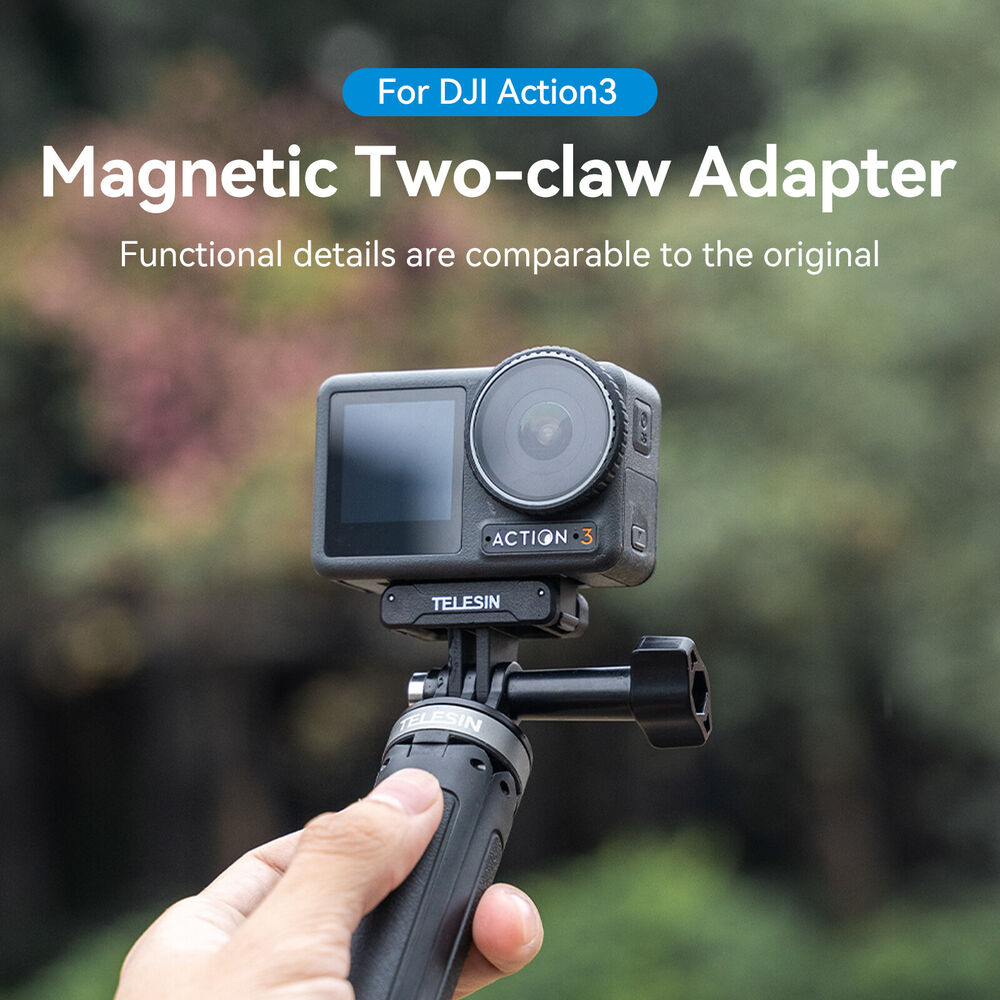 Magnetic Two-claw adapter for DJI Action 4 Action 3 Neck Mount Connecter Base