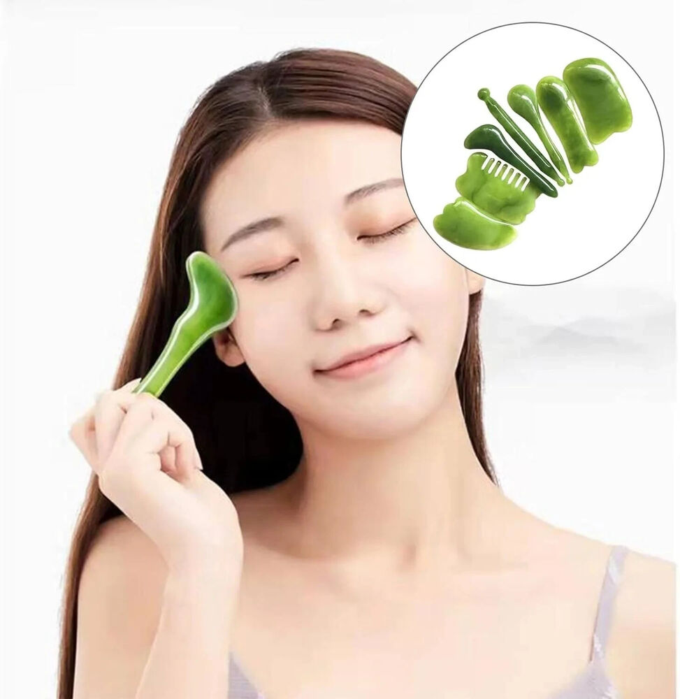 Natural Guasha Facial Jade Face Body Gua Sha Board Massager Tool Scraping Stone