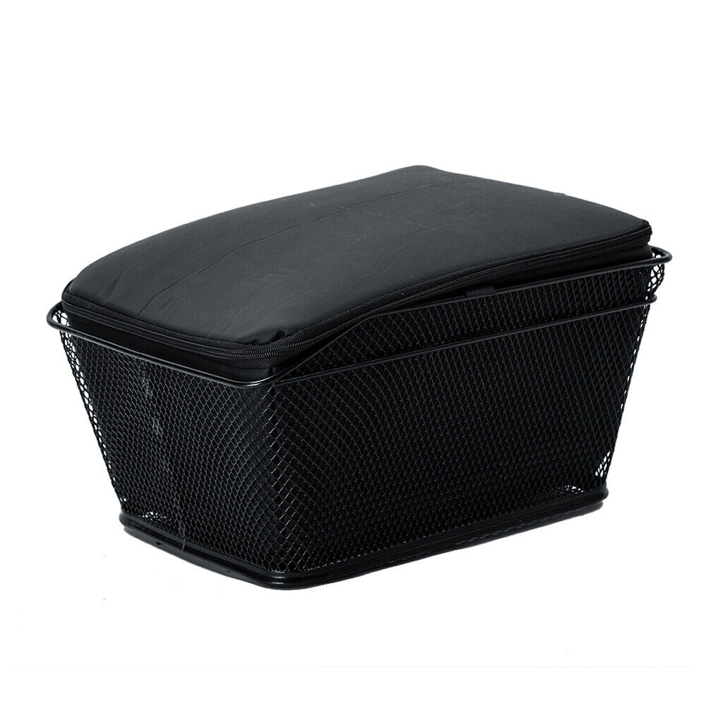 Rear Bike Basket Large Capacity Metal Basket Rainproof Cover