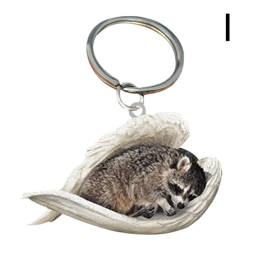 Hanging Ornament Keychain Cute Sleeping Angel Animal Pendant Wing Car Gift