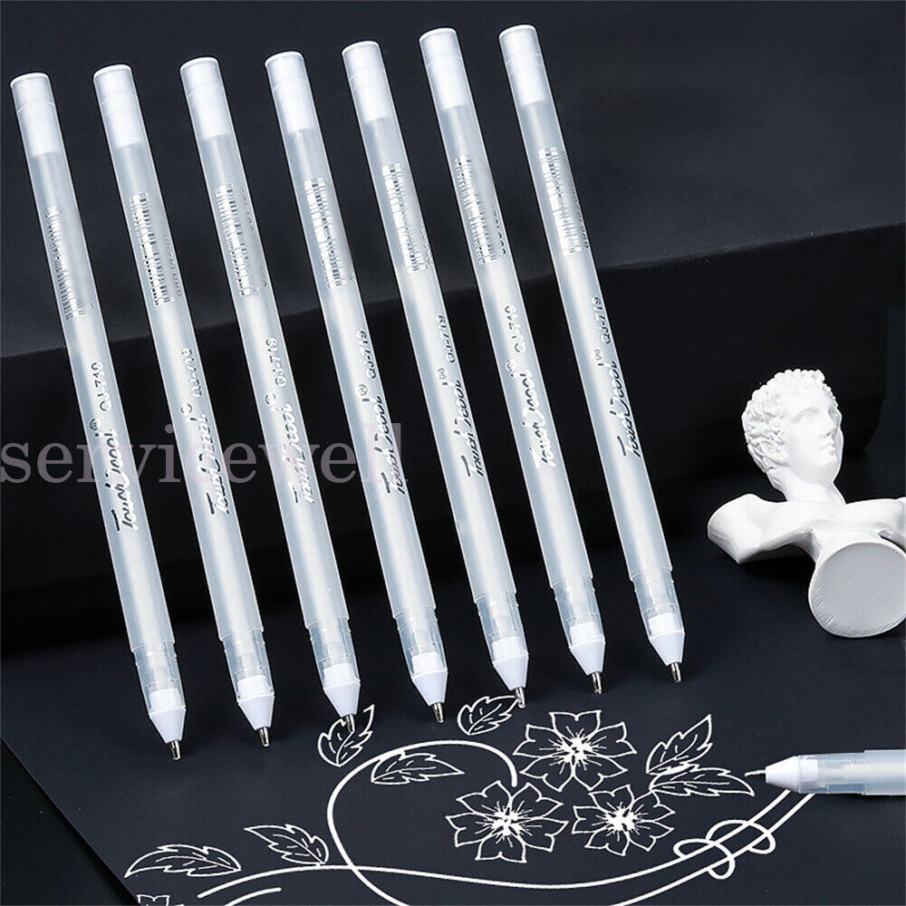 3Pack 0.8mm Fine F Tip White Gel Ink Marker Pen Drawing Art Sketching Painting