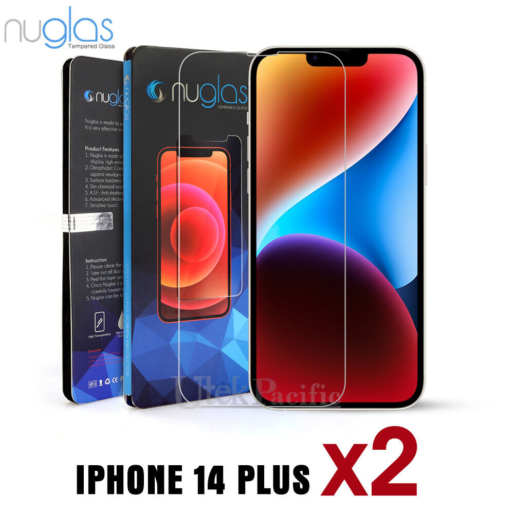 2xFor iPhone 15 14 13 12 11 Pro XS Max XR 8 Plus Tempered Glass Screen Protector