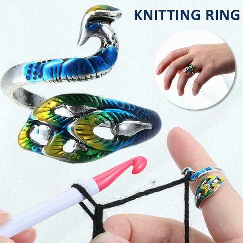 Thimble Finger Knitting Loop Crochet Peacock Yarn Sewing Accessorie s B3G7