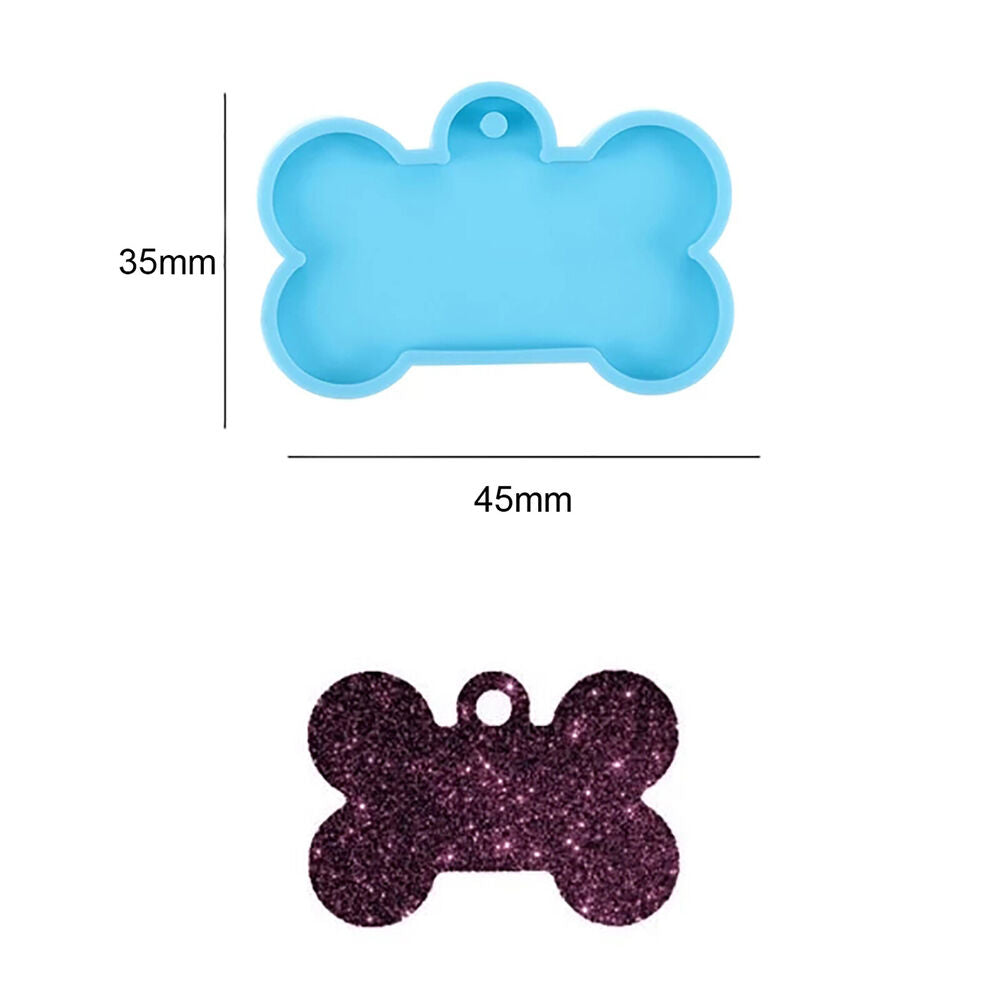 Silicone Bone Shape Resin Mold Dog Tag Keychain Resin Casting Mould DIY Craft