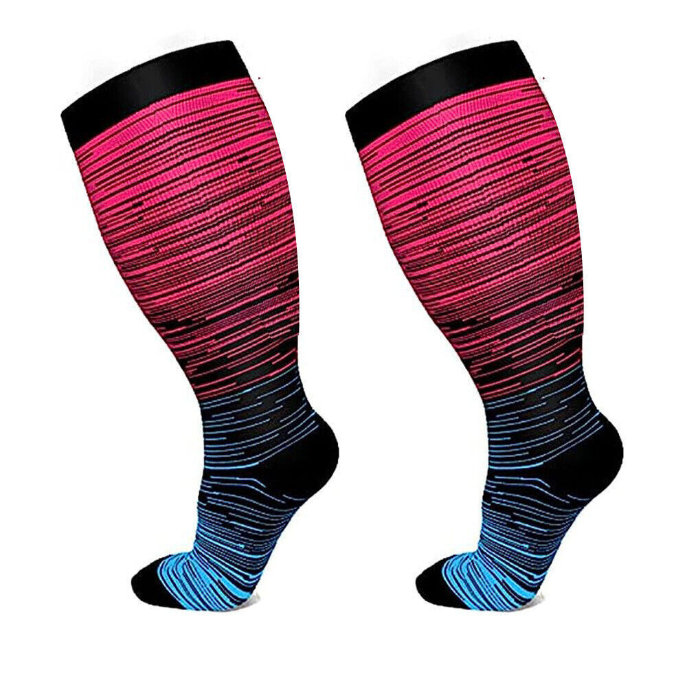 2XL-6XL Plus Size Compression Socks 20-30mmhg Extra Wide Calf Knee High Stocking