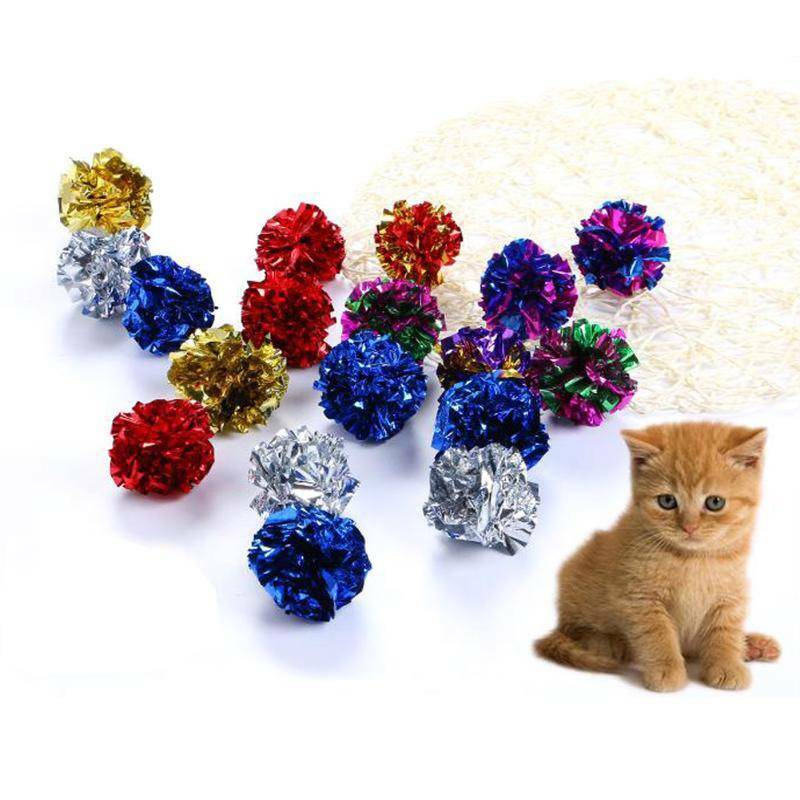 36PCS Cat Crinkle Balls Kitty Fun Toy Interesting Crinkly Sounds Soft New