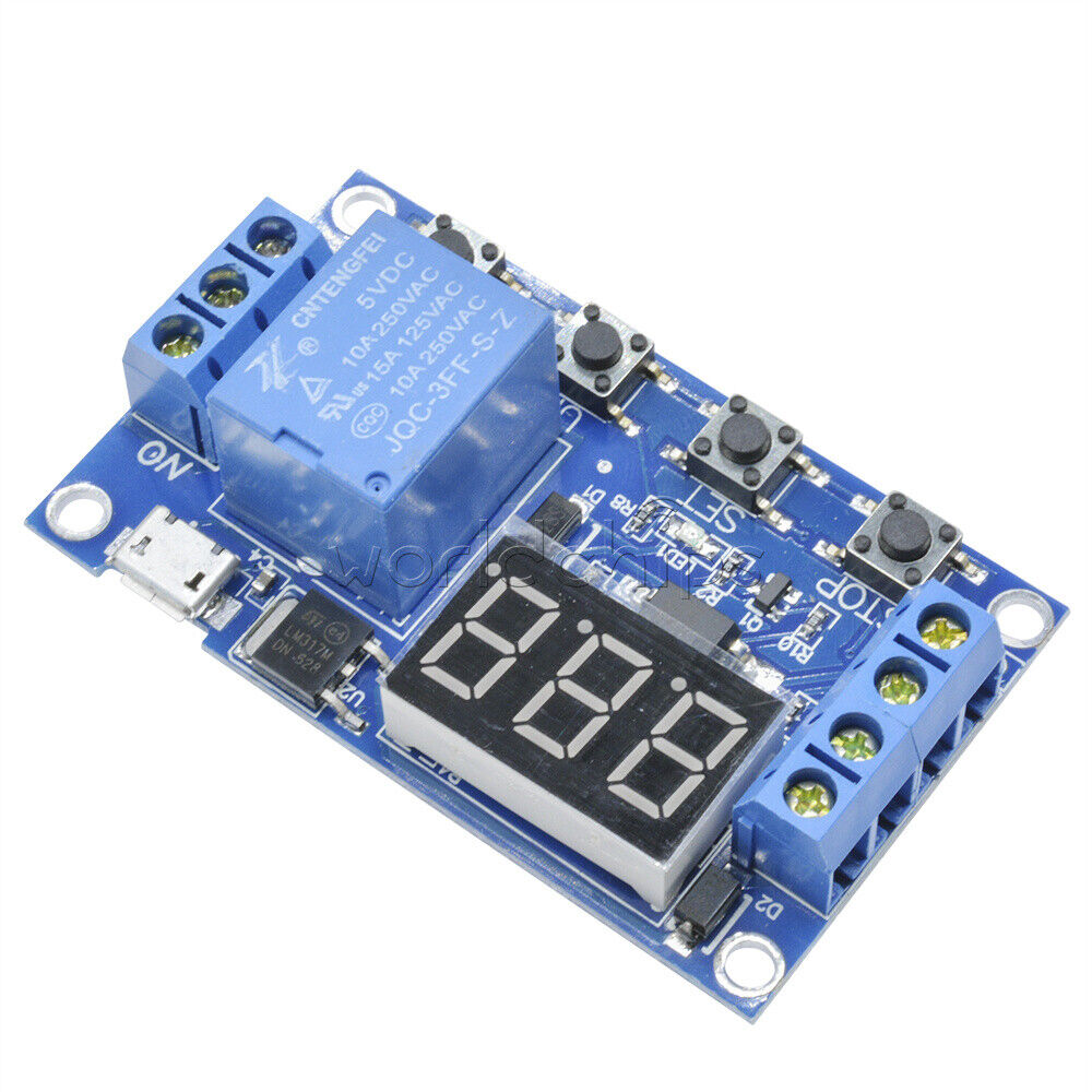 Digital LED Trigger Delay Cycle Timer Control Switch Relay Module Micro USB DC5V