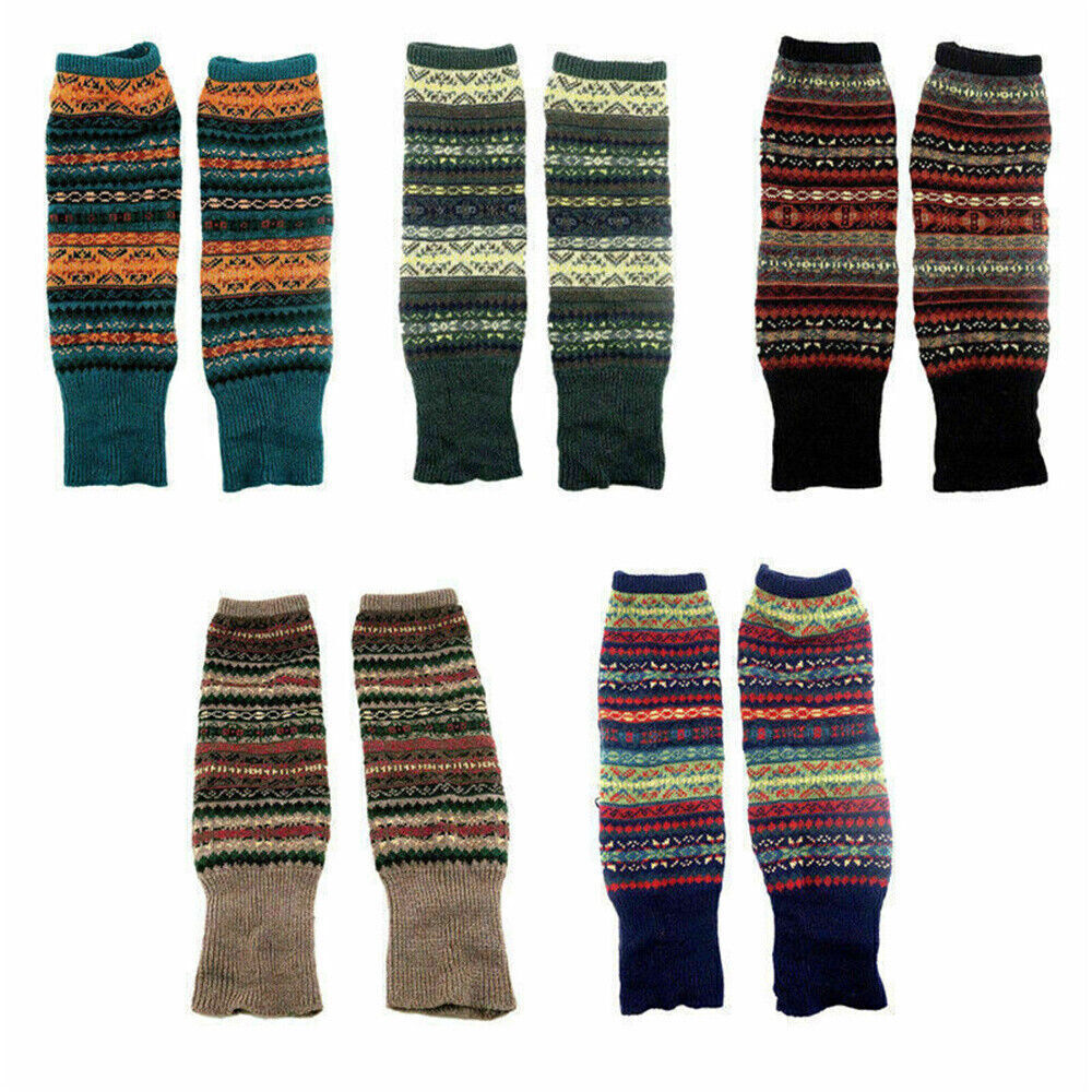 Women Winter Knee High Leg Warmers Long Knitted Socks Leggings Warm Crochet Sock